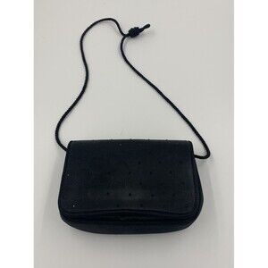 BALLY Made in Italy Small Black Puse Flap Top Rope Handle Shiny Beads